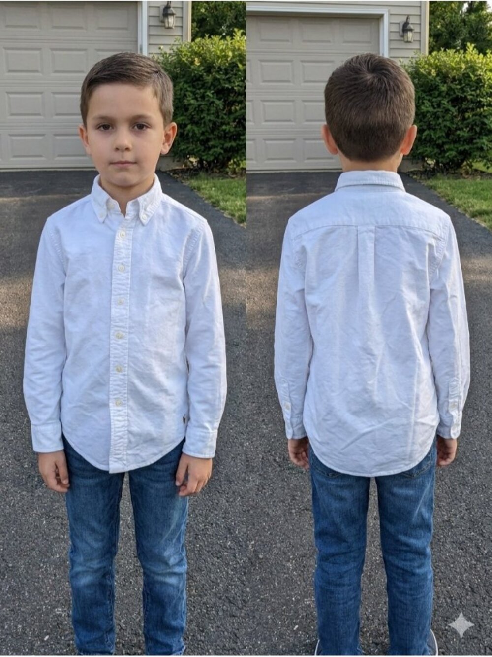 Polo Ralph Lauren Boys White Button Down Shirt Size 7 Cotton Oxford Classic